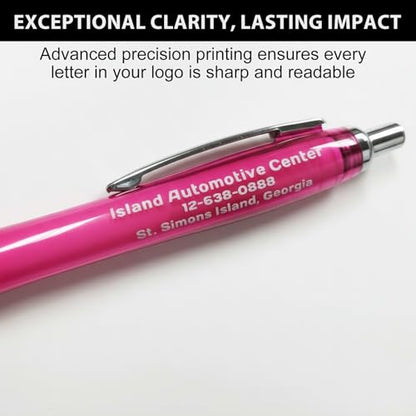 Custom Pens with Logo for Business - Pack of 100 Bulk Promotional Pens - color: Pink