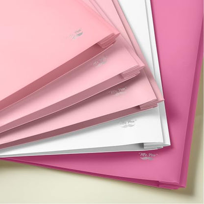 Mr. Pen- Plastic Folders with Pockets and Prongs, 5 Pack, Letter Size | File Folders with Fasteners, 2 Pocket Folder - color: Dusty Rose, size: 5 Pack