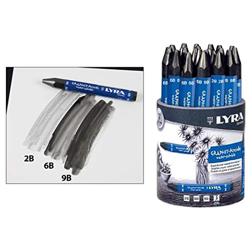 Lyra Graphite Crayons, Assorted Degrees, Water-Soluble, Set of 24 Crayons, Black (5633240) - size: 24 Count (Pack of 1), style: Assorted/Water-Soluble