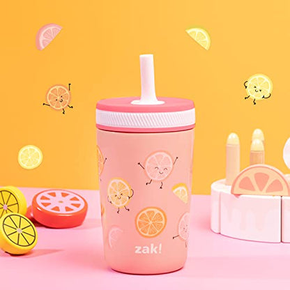 Zak Designs Kelso Tumbler Toddler Cup For Travel or At Home, 12oz Vacuum Insulated Stainless Steel Sippy Cup With Leak-Proof Design is Perfect For Kids (Happy Fruit) - color: Happy Fruit