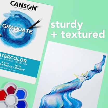 Canson Graduate Watercolor Pad, Foldover, 5.5x8.5 inch, 20 Sheets | Artist Paper for Adults and Students - Painting, Gouache, Mixed Media and Ink - size: 5.5x8.5 inch