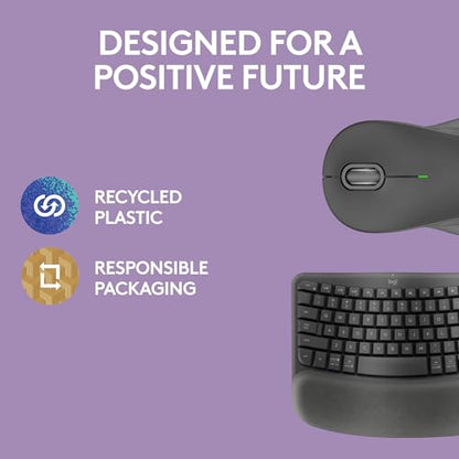 Logitech Wave Keys MK670 Combo, Wireless Ergonomic Keyboard with Signature M550 L Wireless Mouse, Comfortable Natural Typing, Bluetooth, Logi Bolt, for Multi-OS, Windows/Mac - Graphite