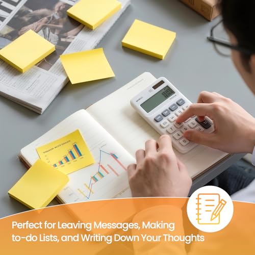960 Sheets 3 in x 5 in Large Sticky Notes, 76 x 127 mm 6 Pads Assorted Self-Stick Pads for Notebook,Office,School and Home,80 Sheets/Pad (12 Pads Yellow) - style: 12 Pads Yellow