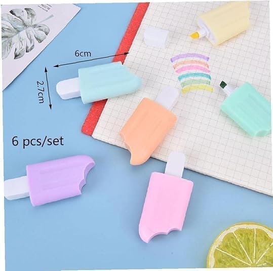 6 Pcs Mini Highlighter Ice Shaped Marker Pen for Office Supplies Writing Stationery Attractive and Fashion Liquid Highlighters Markers and Highlighters