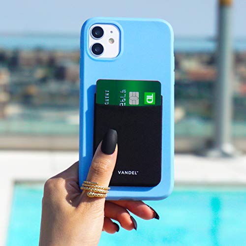 VANDEL Pocket – Stick-On Fabric Phone Wallet Stick On for Women, Cute Credit Card Holder for Phone Case, Back of Phone Fabric Sleeve for iPhone Pocket, Stretchy Wallet Phone Case - color: Midnight