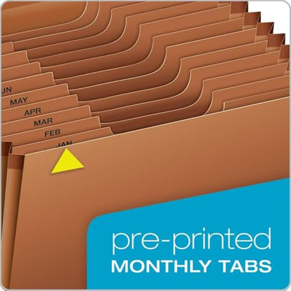 Pendaflex Heavy Duty Expanding File with Flap, Document Organizer for School, Home and Office, Portable File Organization, 12 Monthly Pockets, 1/3 Cut Tabs, Brown, Letter Size (R117MLHD) - size: 1 Count (Pack of 1), style: Expanding File