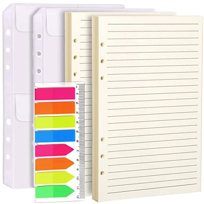 LEOBRO A5 Paper, Planner Inserts for A5 Binder, 5.5 x 8.5 Lined Paper, Loose Leaf Paper, with Binder Pockets, for Refillable Notebook, Journal, Planner Refills