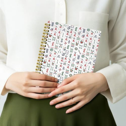 Mahjong Lover Gifts Notebook Journal 5.5x8.3, Funny Mahjong Tile Notebook Gifts for Women Mah Jong Lovers Players, Mah Jong Accessories Journals, Hardcover Spiral Notebooks for Note Taking - color: 4