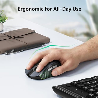 Acer Wireless Mouse for Laptop, 2.4GHz Computer Mouse 5 Adjustable 4000 DPI | Office Cordless USB Mice with USBA Receiver, 6 Buttons, Medium to Large Sized Hands Compatible with PC, Laptop, Desktop