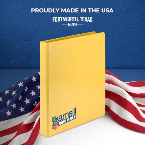 Samsill Economy 3 Ring Presentation View Binder, 1 Inch Round Ring, Yellow – Holds 200Sheets, Customizable Clear View Cover(18531) - color: Yellow, size: 1-Pack, style: 1-Inch