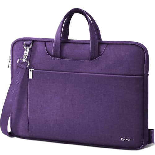 Ferkurn Laptop Case Bag Women Men Computer Sleeve with Shoulder Compatible with HP/Inspiron/Thinkpad/Vivobook/MSI/Surface, 15.6 inch, Violet - color: Violet, size: 15.6 inch