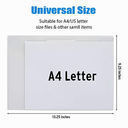 Sooez 10 Pack Plastic Envelopes File Folders, Clear Folder for Document US Letter A4 Size Poly Envelopes with Label Pockets for School Home Work Office Organizer, Clear