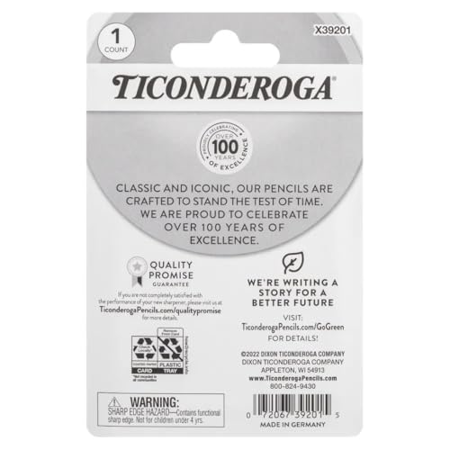 Ticonderoga Two-Hole Manual Pencil Sharpener for Standard and Beginner Pencils, Yellow/Green, 2" x 2" x 1.25", German-Engineered, 6 Count - style: 2-Hole, 6-Pack