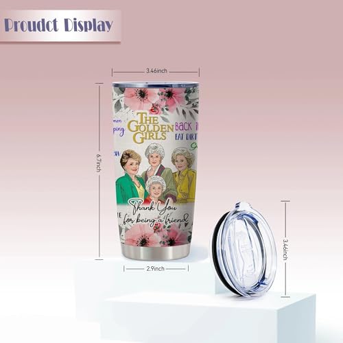 20oz Classic Floral The Golden Girls Stainless Steel Tumbler with Lid | Double Wall Insulated Mug, Sitcom Character Design, Gift for Friend & Golden Girls Fans, Fits Birthday Mother’s Day Christmas - color: 1 Count (Pack of 1) - Golden Girl