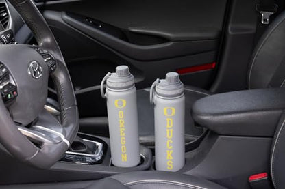 Oregon Water Bottle - Gray Double Walled Stainless Steel 24 oz Keeps Drinks Cold or Hot - color: Oregon Ducks - Gray