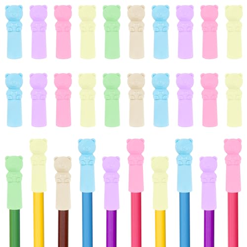 LanMa Bear Pencil Top Erasers, 30 Pack Eraser Caps Pencil Extenders, Cap Pencil Eraser Toppers for Kids, Tip Protectors, Classroom Prizes - color: Bear, size: 30 Pack