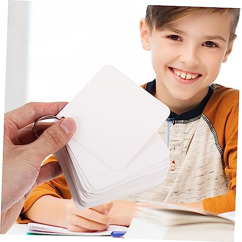 Index Cards Blank Flash Cards for Studying Diy Note Pads Pre Punched Metal Binder Rings - size: 9.8X9.8X0.01CM