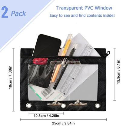 Studying 2 Pack Couple Champagne A Red Rose 3 Ring Binder Pencil Pouch Bags,Clear Window Storage Case with Zipper for Boys Girls School Office Supplies Cosmetics Organizers - color: Multi-champagne