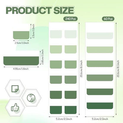 300 Pcs Sticky Index Book Tabs Bible Tabs Gradient Repositionable Page Tab Labels for Notebooks File Classification(Sage Green) - color: Sage Green