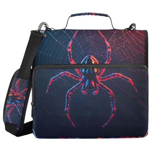 Spider Zipper Binder Bag 3 Ring Binder with Shoulder Strap Zip Up 500 Sheets Capacity Multi Pockets for School Office Supplies - color: Multi479, size: Fit 500 Sheets