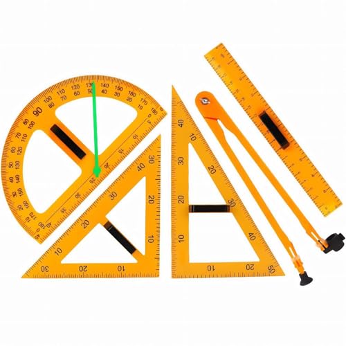 Magnetic Geometry Tool, School Supplies Protractor Compass Set, Teacher Board Protractor Multi Purpose Kit, Math Tool Teaching Aidsprotractor Set, 5 Pcs - style: FIve-piece set