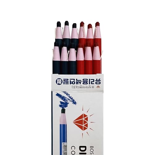 Dermatograph Grease Pencils Set of 12, Peel-Off China Markers, Red & Blue | Useful for Organization, Tracing, Crafts and Temporary Marks on Glass, Metal, Plastic, Wood and Other Surfaces - color: Red & Blue