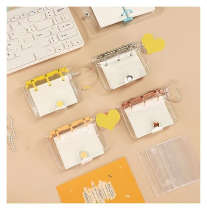 NSKQUFDNFKA JIANWU Cute Mini 3 Ring Loose-leaf Book Transparent Portable Student Journal Binder Notebook Kawaii Stationery School Supplies(Blank 80sheets)