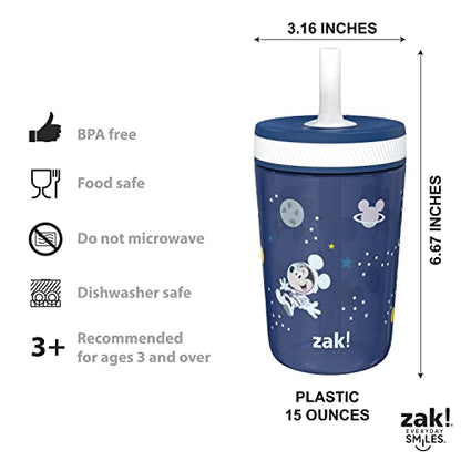 Zak Designs Disney Mickey Mouse Kelso Tumbler Set, Leak-Proof Screw-On Lid with Straw, Bundle for Kids Includes Plastic and Stainless Steel Cups with Bonus Sipper (3pc Set, Non-BPA) (Pack of 12) - color: Mickey Mouse, size: 3 Piece Set (Pack of 12)