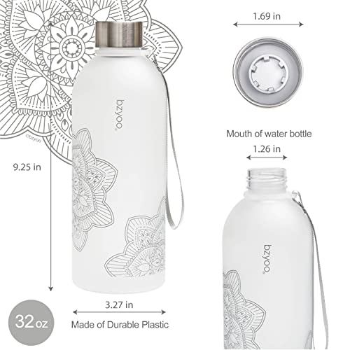 bzyoo 32 OZ 1 Liter Time Marker Water Bottle Frosted Durable Plastic With Strap&24oz (710ml) Double Wall Plastic Tumbler with Lid and Straw