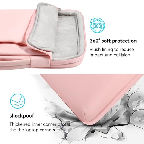 LANDICI 360°Laptop Sleeve Case 14 15 Inch Compatible with MacBook Air 15 M2/M3/M4 2022-2025, MacBook Pro 15, Hp chromebook 14, Waterproof Computer Bag Cover with Handle, Pink - color: Light Pink, size: 14-15 inch