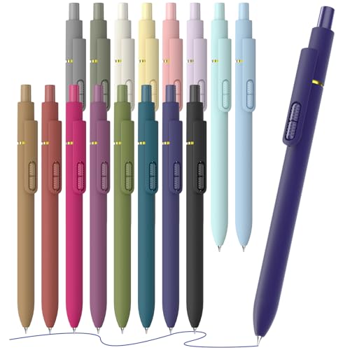 16 Pack Blue Gel Pens with Fidget, 0.7mm Quick-Drying Blue Ink | Fine Point Smooth Writing - Stress Relief Retractable, Soft Grip Cute Pen for Journaling, School Office, Gift Vintage Morandi - color: Vintage + Morandi Blue Ink-0.7mm-16Pcs
