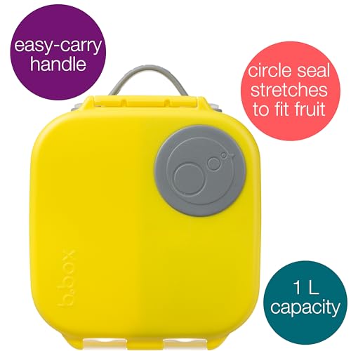 b.box Mini Lunch Box Kids | 4.25 Cup Leak Proof Bento Box for Kids Ages 3+ | 3 Compartment Snack Containers, School Lunch Container, Dishwasher Safe, BPA-Free, PFAS-Free - Lemon Sherbet - color: Lemon Sherbet, size: 1-pack