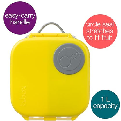 b.box Mini Lunch Box Kids | 4.25 Cup Leak Proof Bento Box for Kids Ages 3+ | 3 Compartment Snack Containers, School Lunch Container, Dishwasher Safe, BPA-Free, PFAS-Free - Lemon Sherbet - color: Lemon Sherbet, size: 1-pack