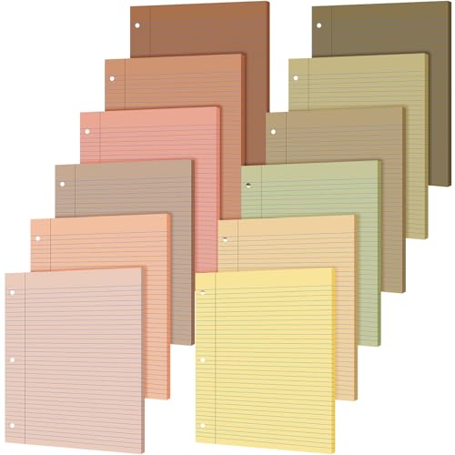 PerKoop 600 Sheets Colored Loose Leaf Paper 8.5" x 11" college ruled Lined 3 Hole Punched notebook Filler Paper for 3 Ring Binders Office School Supplies (Cute Color) - color: Cute Color