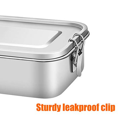 G.a HOMEFAVOR Stainless Steel Bento Lunch Box, 1200 ml/40 oz | Leak-Proof, Dishwasher Safe, BPA-Free, with Lock Clips, Large Capacity, Meal Prep, for Adults - size: 1200 ml - No Compartments