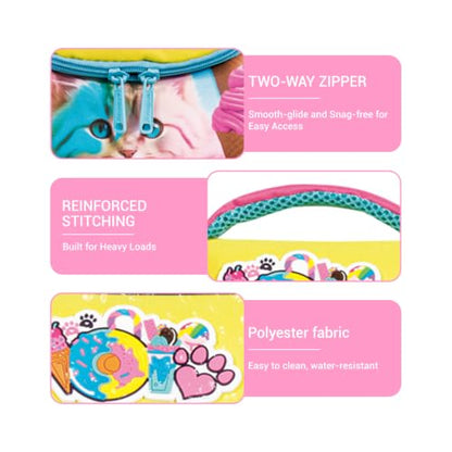 Insulated Lunch Bag for Kids Soft Bag Washable with Strap Reusable Toddler Lunch box School Supplies Food Carrier Snacks Picnic(Multi) - color: Cat