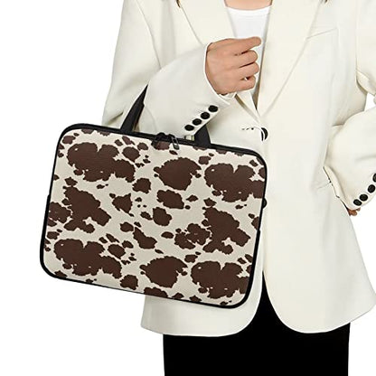 Cow Hide Print Brown Stripe Laptop Cases & Sleeves, Women's Computer Tote Bag for 10" 12" 13" 15" 17 inch Tablet/Notebook/Reader, Carrying Sleeve Handbag with Handle - color: Cow Hide Print Brown Stripe, size: 10 Inch