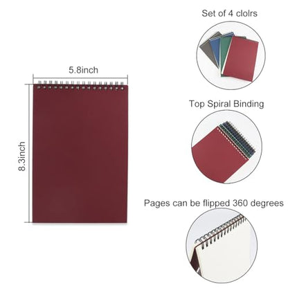 4 Pack Graph Paper Notebook, A5 Top Wirebound Grid Spiral Notebook 5.8" x 8.3",60 Sheets,5mm x 5mm Grid Paper,Grid Notepad for Students, Math, Engineering (4 Colors) - color: 4 Colors