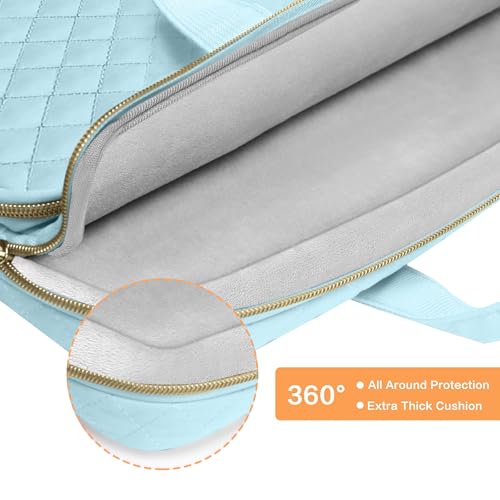 MOSISO 360 Protective Laptop Case 13.3 inch, 13-13.3 inch Laptop Sleeve Compatible with MacBook Air/Pro 13/Pro 14,HP Dell ASUS Lenovo, Square Quilted Bag Cover with 2 Pockets&Handle&Belt, Ice Blue - color: Ice Blue, size: 13.3 inch