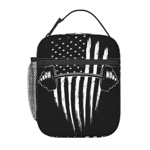 Weightlifting American Flag Lunch Bag 10In | Insulated Lunch Box Reusable Tote Bag For Picnic Office For Women Men - color: Style 3