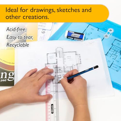 BAZIC Products Tracing Paper Pad, Translucent, 9 x 12 in, 30 Sheets, 2-Pack | acid-free, 30-sheet translucent tracing paper pad, drawing, overlay work - size: 2-Pack