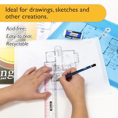 BAZIC Tracing Paper Pad 30 Sheets 9" X 12", White Translucent Calligraphy Architecture Transfer Paper, Trace Images Sketch Preliminary Drawing, 1-Pack | acid-free, 30-sheet translucent tracing paper pad, drawing, overlay work - size: Pack of 1