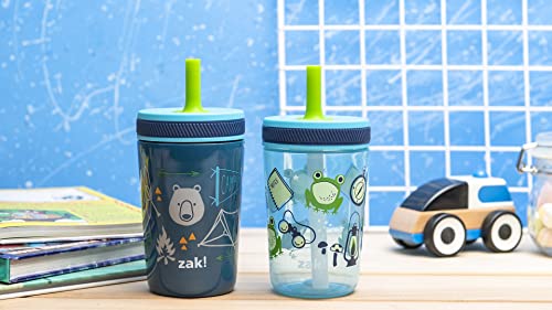 Zak Designs Campout and Camping Kelso Tumbler Set, Leak-Proof Screw-On Lid with Straw, Bundle for Kids Includes Plastic and Stainless Steel Cups with Bonus Sipper, 3pc Set, Non-BPA - color: Campout and Camping, size: 3 Piece Set (Pack of 1)