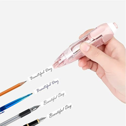 Begot Pen Shaped White Out Tape, Press Retractable, Replaceable Refill, for Corrections Office School Supplies(Purple + Grey + 4 Refills)