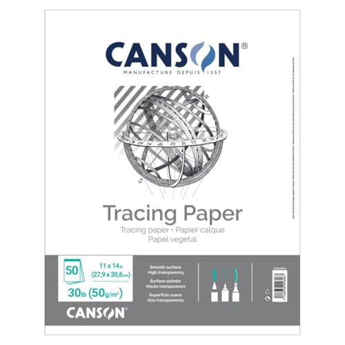 Canson Tracing Paper Pad, 11" x 14", Top Bound, 30 lb. (50gsm), 50 Sheets/Pad, Class Pack of 12 Pads, 600 Sheets Total - size: 11" x 14" (12-Pack)