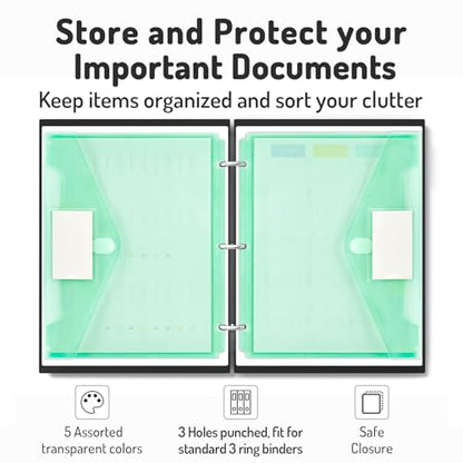 Forvencer Binder Pocket, 36 Pack Super Heavyweight Plastic Folders with Tight Closure, Binder Folders Side Loading, 3 Ring Binder Pocket, Binder Dividers with Pockets, Letter Size, Pastels Series - color: Fresh, size: 36 Pack