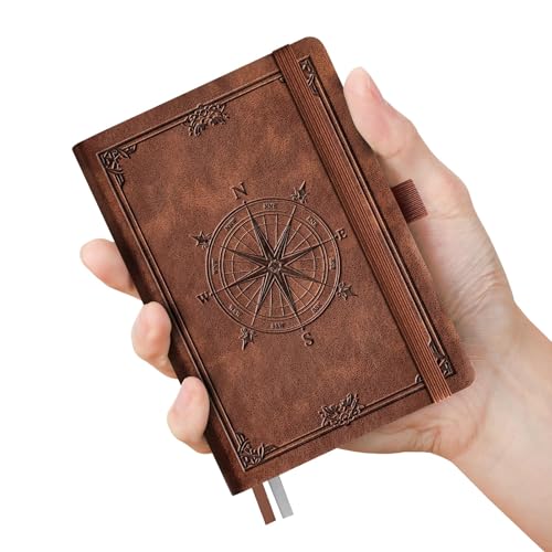 AHGXG Small Lined Pocket Journal Notebook for Men - 256 Numbered Pages College Ruled B6 Mini Journal, Vintage Soft Leather Hardcover, 80gsm Paper, for Women Work Office School, 4.1'' X 5.7''- Brown - color: Brown, style: B6-Lined Notebook