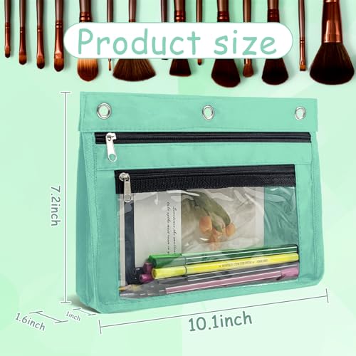 YoeeJob 1 Pack Pencil Pouch for 3 Ring Binder, Expandable Binder Pouches with Zipper, Large Capacity Pen Holder Case with Clear Window School Class Office Organizers, Lake Blue - color: Lake Blue