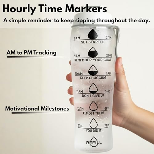 50 Strong | Personalized Time Marker Water Bottle, 30 oz, Chug Cap - color: Custom name