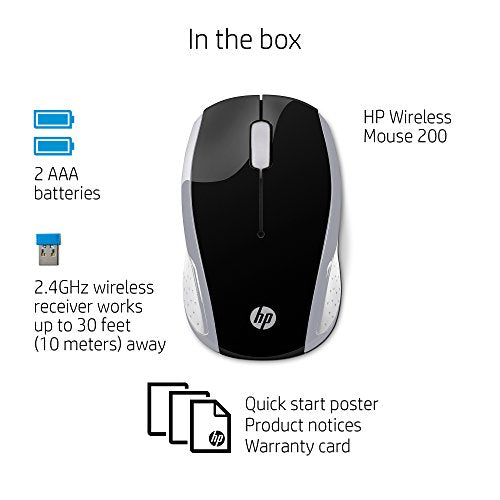 HP Wireless Mouse 200 (Black/Silver, 2HU84AA)